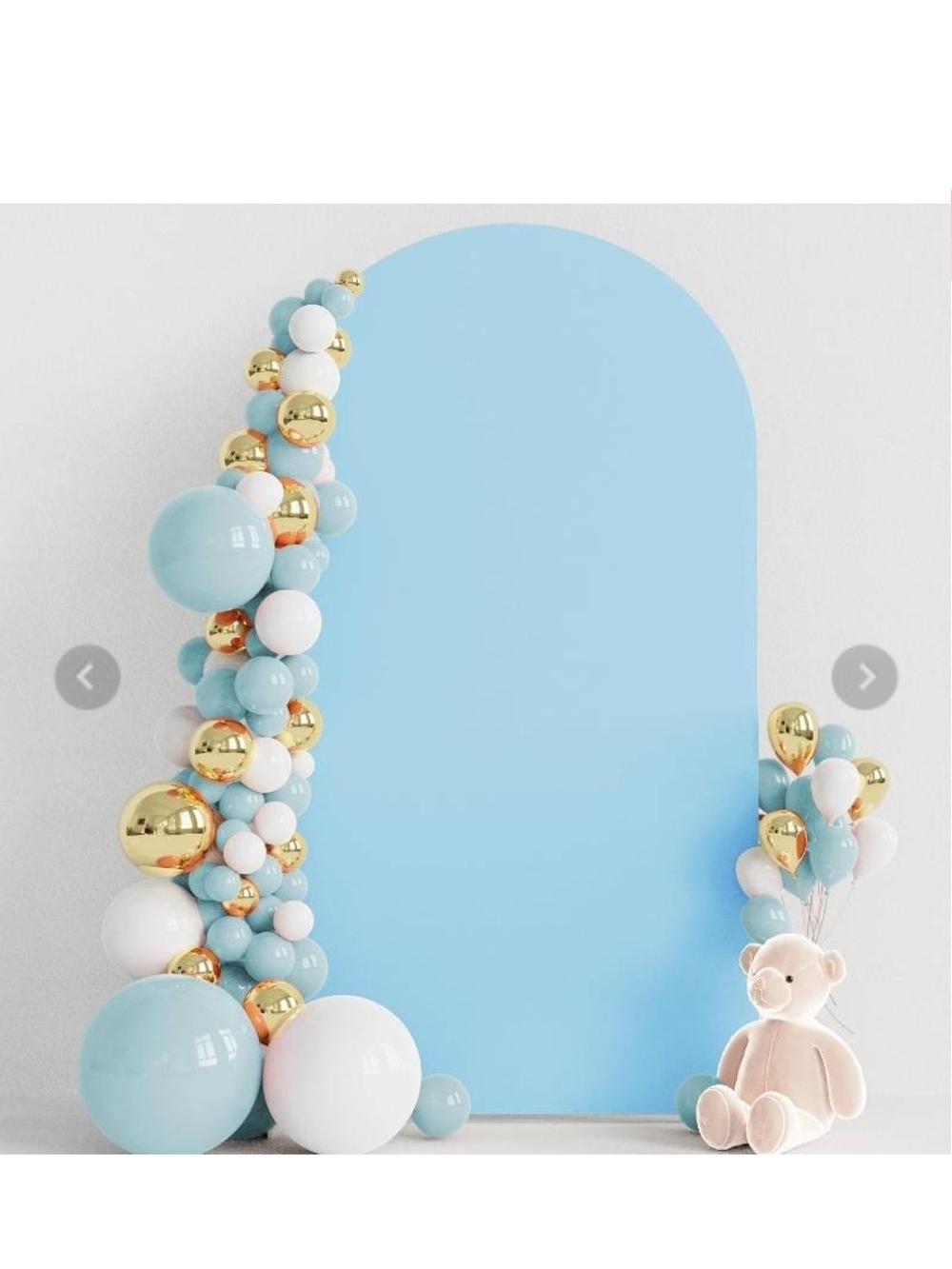 New- Baby Blue, White & Gold Balloon Arch